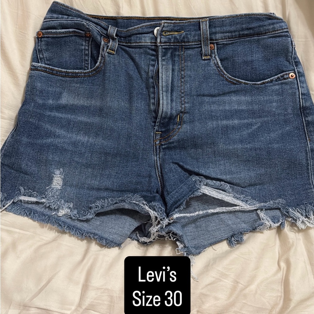 Levi's Blue Distressed Cutoff Jean Shorts